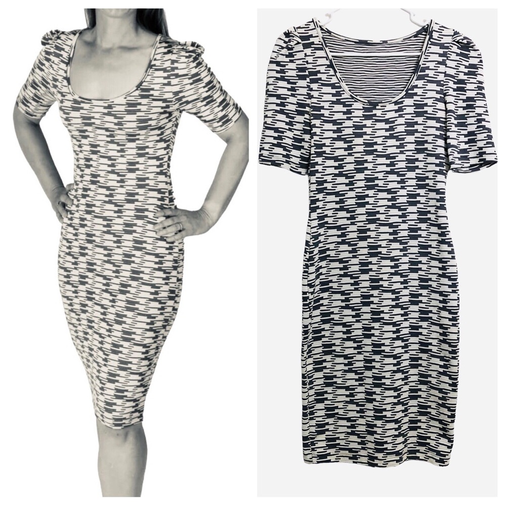 METALICUS Australia Bodycon Stretch Jacquard Puff Sleeve Dress Size XS